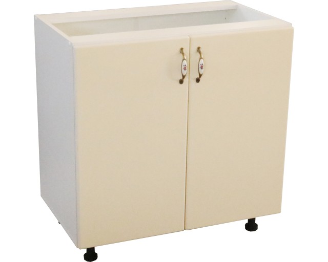 Corp inferior cu 2 usi 80 cm Zebra, Alba/MDF Vanilie, fara blat 80 x 82 x 50